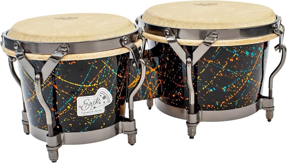 Toca Bongos Drum Set Erik Piza Signature Gloss Black/color Splashes