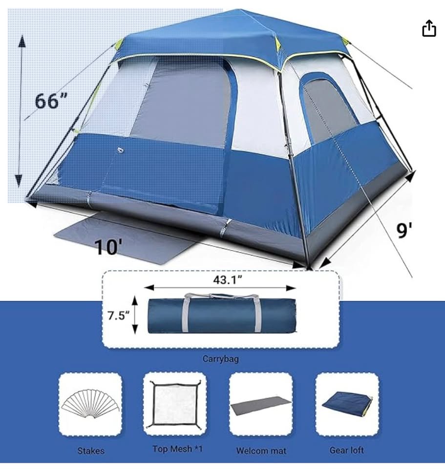 Camping Tent - 6 people-60 sec setup