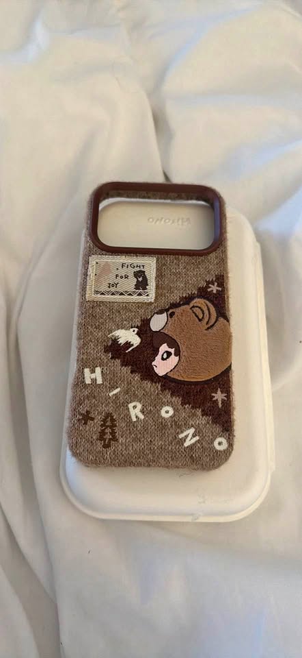 Brand new Hirono iPhone 17 Pro Max Knitted/WovenWoods Case